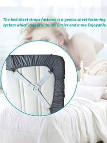 4Pcs/Set Triangle Quilt Holders, Metal Clips With Adjustable Elastic Bands, Knitted Sheet Fasteners, Practical Invisible Anti-Slip Sheet Straps, Sofa And Tablecloth Anti-Slip Clips - Universal Sheet Clips, Triangular Sheet Fasteners, Sheet Fastener Clips, Adjustable Sheet Hanging Rods, Mattress Clips, Home Decor, Household Essentials, Suitable For Sofa Cushions, Sheets, Home Textiles, And White Household Goods. - Multicolor - View 4