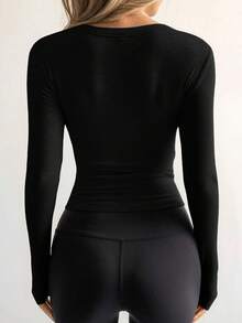 GAOVOT Women's T-Shirt Autumn And Winter Y2k Sexy Casual Commuting With V-Neck Long-Sleeved Top