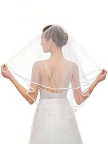 Voal de mireasă cu legături contrastante, voal de mireasă alb pentru nuntă