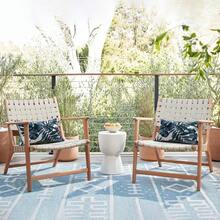 Outdoor/Indoor Throw Pillows, 18x18 Square Pillows With Inserts Bed, Couch, Sofa & Patio Furniture (Set Of 2, Monstera Blue), Decorative Pillows - 棕櫚藍 - 查看 5