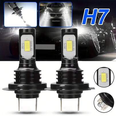 2 lâmpadas LED H7 para faróis de carro - farol alto ou baixo, 12 V/24 V, branco 6000 K, adequadas para faróis de neblina, luzes diurnas!