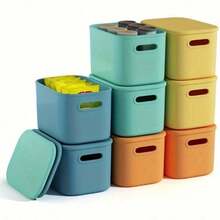 8-Piece Stackable Storage Bins Water-Resistant Polypropylene Storage Containers With Handles Flip-Top Lids In Multiple Colors Transparent Window For Easy Viewing Ideal For Organizing Crafts, Snacks, And Office Desks; Serves As A Storage Organizer - 8 gói hỗn hợp - Xem 4
