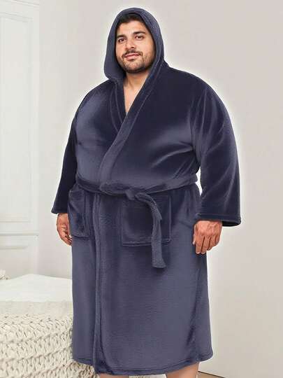 1pc Coral Fleece Solid Color Plush Unisex Extra Large Bathrobe, Adult Student Wearable Towel Style Plush Robe, Warm Fleece Longline Robe, Absorbent Soft Lint-Free, Ideal Gift For Valentine's Day