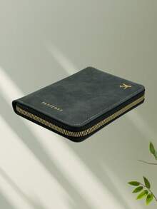 1 件 PU 皮革旅行护照夹，RFID 屏蔽多功能便携式护照夹文件整理钱包，带拉链，多卡槽