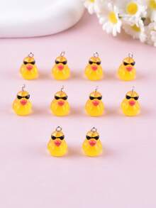 10pcs Assorted Cute 3D Resin Crown, Duck, Bowknot, Duck Eye-Glasses, Tree Jewelry Pendant, Earring, Necklace Accessories - Multicolor - View 10