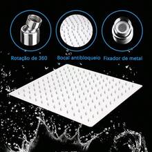 Ducha chuveiro inox quadrado 20X20 /30*30cm Furos de Silicone Com braco 40cm - 30*30cm prata - Visão 5