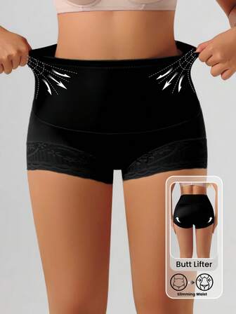 1 buc chiloți fără cusături pentru femei, cu talie înaltă, slăbire, minimalisti, confortabili, prietenoși cu pielea, sexy, cu dantelă, acoperire completă