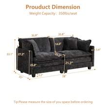 Aoowow Modular Sectional 2 Seater Cloud Sofa Couch For Living Room,78" Loveseat Couch With Deep Seat,Modern Chenille 2 Seat Sofas,Fluffy Small Couches For Bedroom,Small Spaces,Black - 黑色 - 查看 2