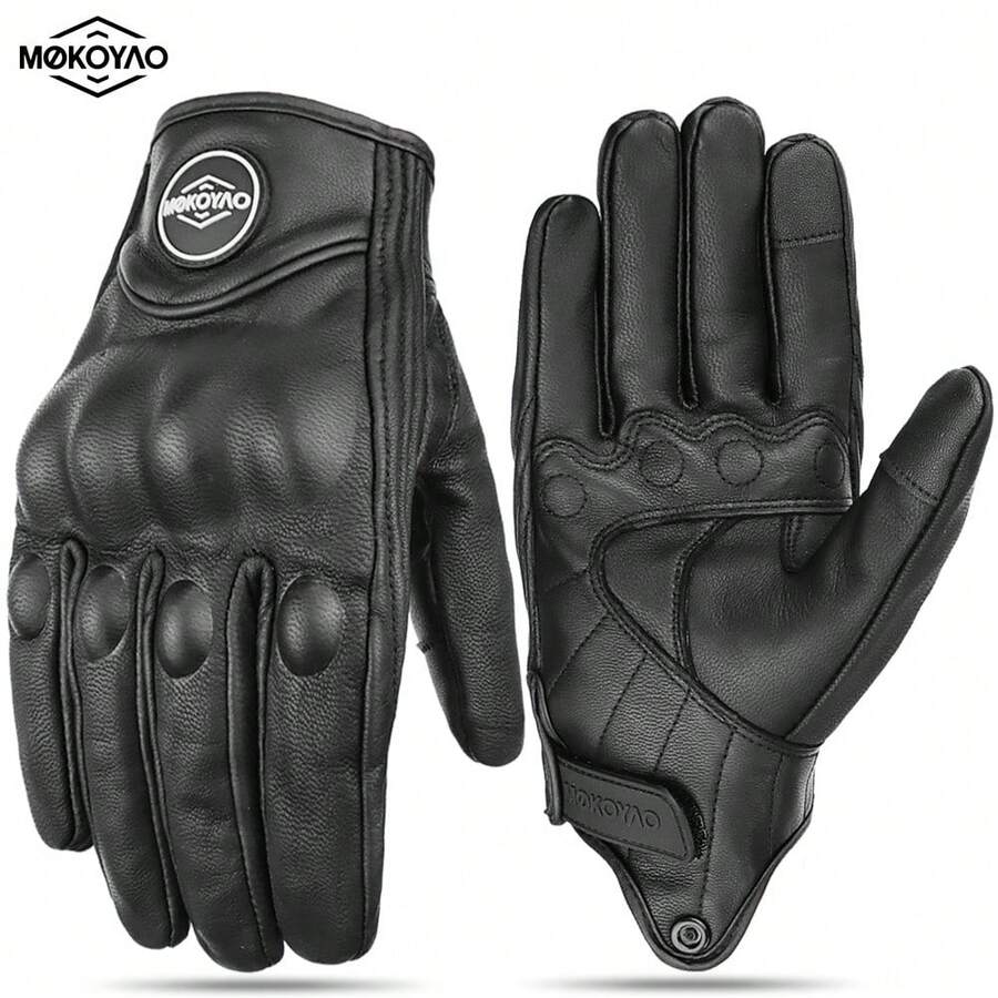 ALPINES FOX New Motorcycle Cycling Gloves Black Summer Leather Motocross Scooter Gloves Retro Biker Touchscreen Motorcyclist Gloves