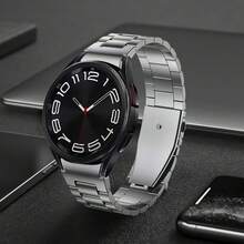 1pc Silvery Black Quick Release Metal Strap For Samsung Galaxy Watch 7 Band, Galaxy Watch 6 Bands 6 Classic 47mm 43mm, 5 4 44mm 40mm FE 5 Pro 45mm 4 Classic 46mm 42mm, Stainless Steel Strap For Men & Women, 20mm