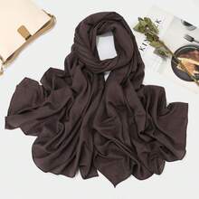 1pc Women's Classic Retro Solid Color Crinkle Breathable Soft Headscarf, Ladies' Versatile All-Season Fashion Headwrap, Multi-Functional Outdoor Windproof, Decorative Elegant Scarf, Shawl