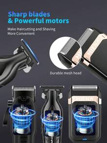 HIENA Professional Men's Hair Clipper And Shaver Set, 5-Piece/3 PiecesSingle Unit Optional, USB Rechargeable Cordless Hair Clipper With LED Display, Lithium Battery, Mini Body, Multiple Accessories, Suitable For Beginner Barbers And Home Use, Exquisite Gift Box Packaging, Create Your Own Men's Hair Clipper Set - Black - View 4