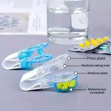 1 pièce Pilulier portable avec boîte à médicaments - Outil d'assistance d'emballage de pilule facile à ouvrir - Design compact de comptoir avec distributeur de pilules créatif