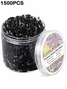 500/1500/3000pcs Black Disposable Small Hair Ties, Suitable For Little Girls, Elastic And Durable. Hair Ties With Rubber Rings, Designed For Girls - Black - View 10