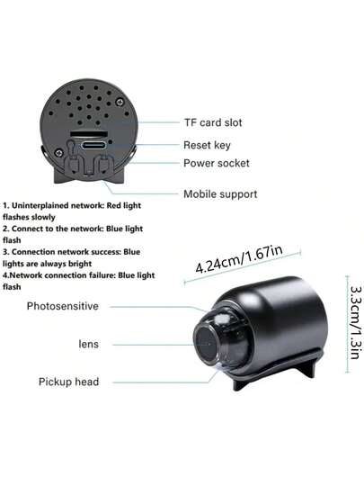 1pc/ 1080P Wireless WiFi Security Camera, Home Surveillance 2.4G Remote Monitoring Via Mobile Phone, Indoor Peephole Monitor view 3