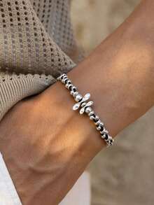 1 Pc Minimalist Stylish Street-Style Y2K Asymmetrical Multi-Layered Beaded Bracelet - Suitable For Men & Women's Everyday Wear, Festive Occasions Birthday Gifts