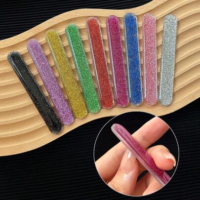 1个装彩色玻璃指甲锉抛光块，易于清洁的指甲护理修甲工具