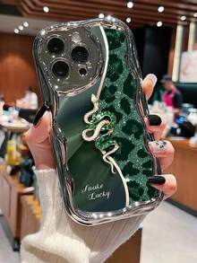 Snake Skin Printed Electroplated Cream Printed Soft Case Compatible With IPhone 16/16 Pro/16 Pro Max, 15, XR, 7P 8P, P12 Pro Max, P13 Pro Max, P14 Pro Max, P13, P14, P11, P12, P14, XS/S/XS Max/7 8 GES2, Cute & Fashionable Thick Phone Protective Cover