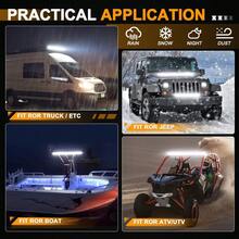 18英寸单排加厚铝合金外壳5D光学透镜线性灯带不锈钢支架，配有蓝色摇杆开关线，超亮混合光束