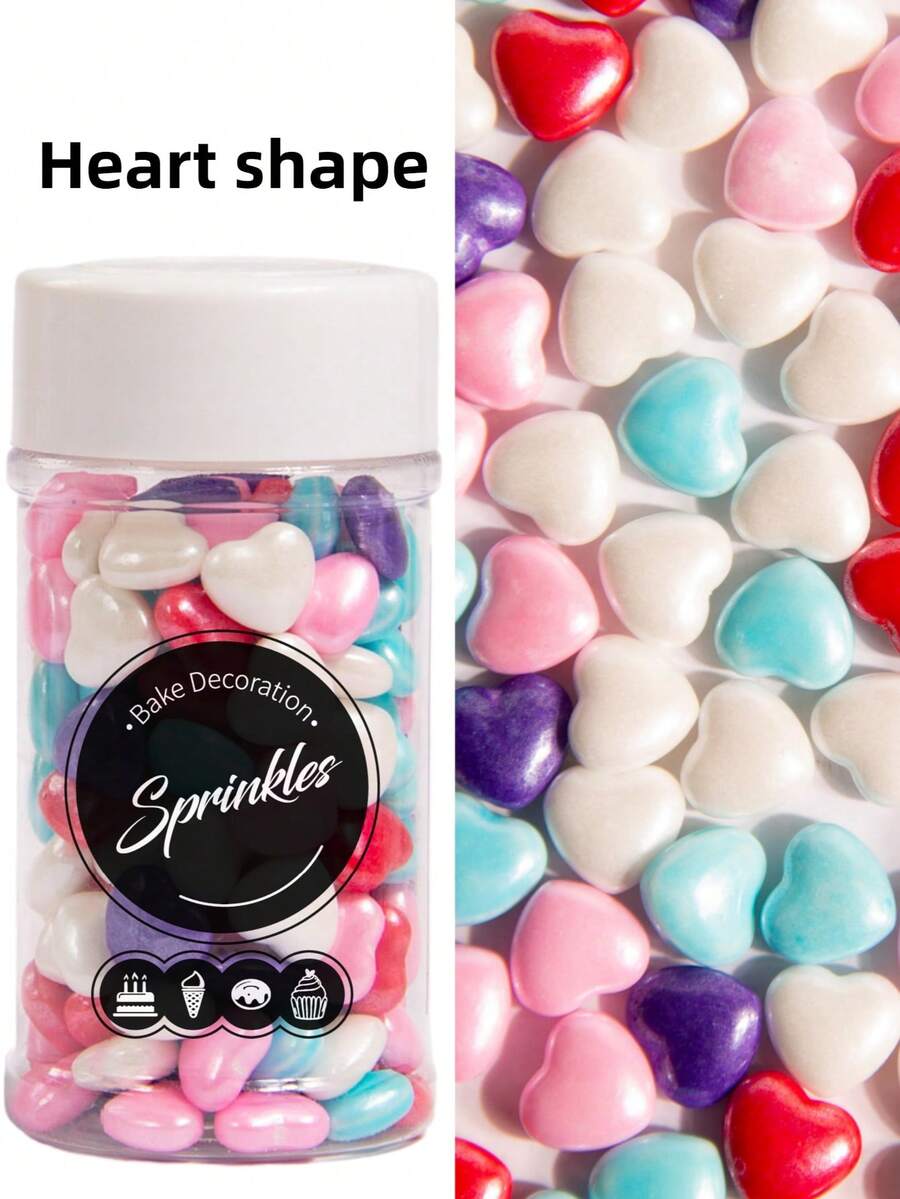 心形蛋糕装饰,甜点装饰,适用于冰淇淋、棒棒糖、巧克力、纸杯蛋糕、马卡龙:DIY烘焙派对用品,适用于生日、婚礼、情人节和母亲节,仅供装饰,不可食用 - 彩色 - 查看 1