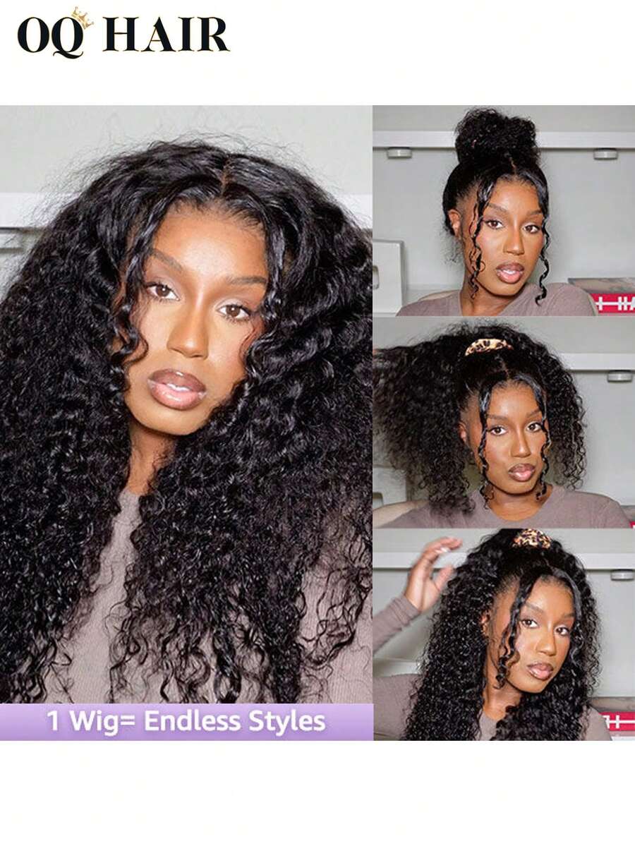 OQ Hair Wear & Go Natural Wavy Wig, No Glue Needed, 180% Density, 14-26 Inches, Invisible Drawstring, Flexible Fit, 360° Transparent Lace, Pre-Cut & Pre-Plucked, Suitable For Romantic Occasions, Pre-Bleached Hair, Natural Hairline, Daily Wear, Beginner Friendly, Fast Shipping, Gift Included, Suitable For Women And Casual Wear
