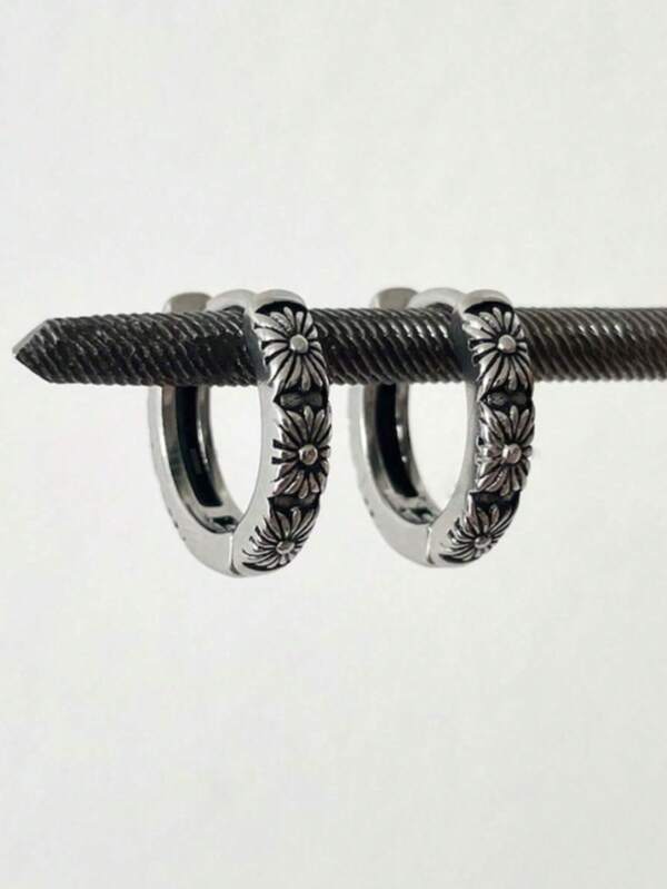 1pc Fashionable Punk Stainless Steel Minimalist Hoop Earrings For Men Daily Decoration Jewelry Gift