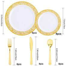 150/75/50/25/7pcs Set Gold Hollow Plates And Gold Cutlery Dinnerware Set, Salad Plates, Flatware, 10.25 Inch And 7.5 Inch Serving Trays, Suitable For Holiday Gatherings, Family Parties, Outdoor, Weddings, Restaurants