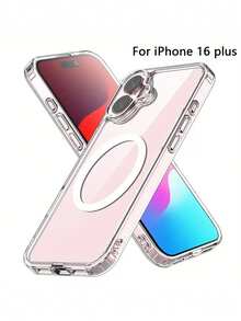Rocoren Rocoren Magnetic Case Compatible With IPhone 17 16 Pro Max Plus, Magnetic Wireless Charging Phone Case Compatible With IPhone Lens Protection Impact Resistant Case, Transparent, PC+TPU