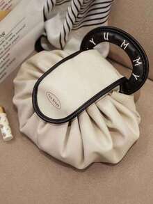 1 pièce Sac à maquillage à cordon de serrage, Pochette de rangement pour pinceaux de maquillage, Sac de toilette portable de voyage, Design à cordon de serrage, Multicolore, Grande capacité, Sac organisateur de cosmétiques pour les soins de la peau, à la maison et en voyage