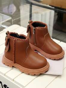 1 Pair Girls' Boots, Princess Bowknot Short Boots, 2025 Autumn/Winter New Boots, Fashionable For Little Girls (Warm Tip: Shoes Run Large, Please Order According To Actual Insole Length) - Brown - View 2