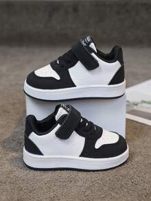 1 Pair Classic Black & White Contrast Design Baby Casual Sneakers, Versatile And Fashionable For Any Outfit, Suitable For Everyday Wear And School