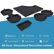 - Alfombrillas de consola central para Sentra Accesorios 2020 - 2024 para portavasos de vehculo, forro de consola central, forro de bolsillo para puerta, interior personalizado de primera - Negro + 13 piezas/juego - Ver 6