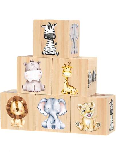 6 st barnrumsdekorationer för flickor och pojkar, barnrumsdekorationer i akvarell, hylldekorationer för sovrum, lekrum, presenter (djur)