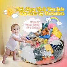 31.49in Large Capacity Sofa Storage Bag, Transparent Doll & Doll Seat Cushion Cover, Washable Durable High Capacity PVC Plush Animal Storage Ottoman, Home Organization (Plush Toys Not Included)