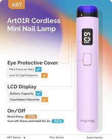 Handheld UV Light For Gel Nails With Stand, Mini Portable Cordless Nail Lamp With LCD Display, Eye-Protective Cover, Flash Curing For Glue Purple - purple with stand - View 4