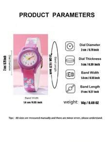 1 件可爱、时尚、精致休闲蝴蝶图案石英硅胶表带儿童手表，适合青少年、学生、万圣节礼物、生日礼物