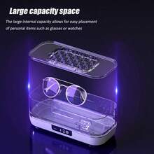 1pc Multi-Function Cleaning Machine, Makeup Brush Cleaner, Glasses Cleaning Box, USB Rechargeable, Small Household Large Capacity Denture & Jewelry Cleaner, Multi-Function Vibrating Cleaning Machine, Battery Capacity: 200mAh