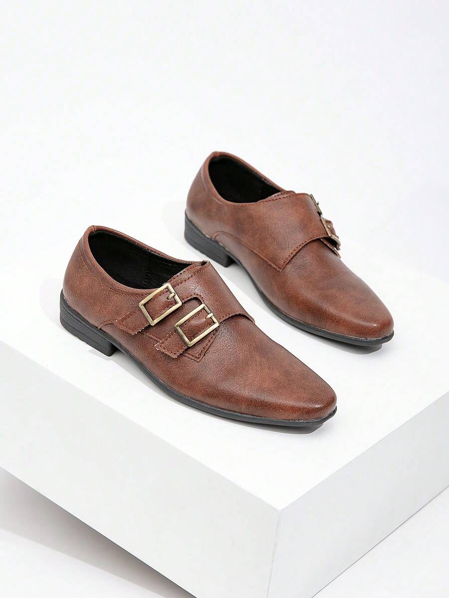 男童棕色时尚尖头经典复古牛津鞋 - 棕色 - 查看 1