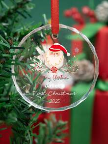 Decoraciones navideñas personalizadas, decoraciones de árbol de Navidad personalizadas, adornos con nombre personalizado, suministros de artesanía de Navidad de cristal redondo personalizables, adornos DIY, regalos de Navidad, recuerdos para niños, decoraciones para fiestas, patrones navideños, jardín, decoración de habitaciones, decoración del hogar, niños, niñas, mamá, familia - Estilo A - Ver 5