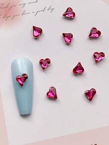 10/50個小巧3D愛心造型美甲裝飾，DIY愛心美甲產品，美甲配件用品，精緻日系美甲飾品，美甲鑽石水鑽美甲吊飾 - 彩色 - 查看 15