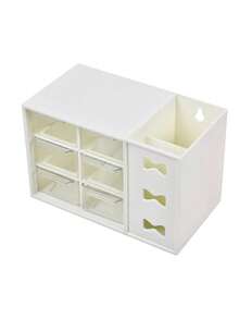 1 pieza Caja de almacenamiento con múltiples compartimentos de gran capacidad, organizador de escritorio con cajones, adecuado para el almacenamiento en el escritorio del hogar