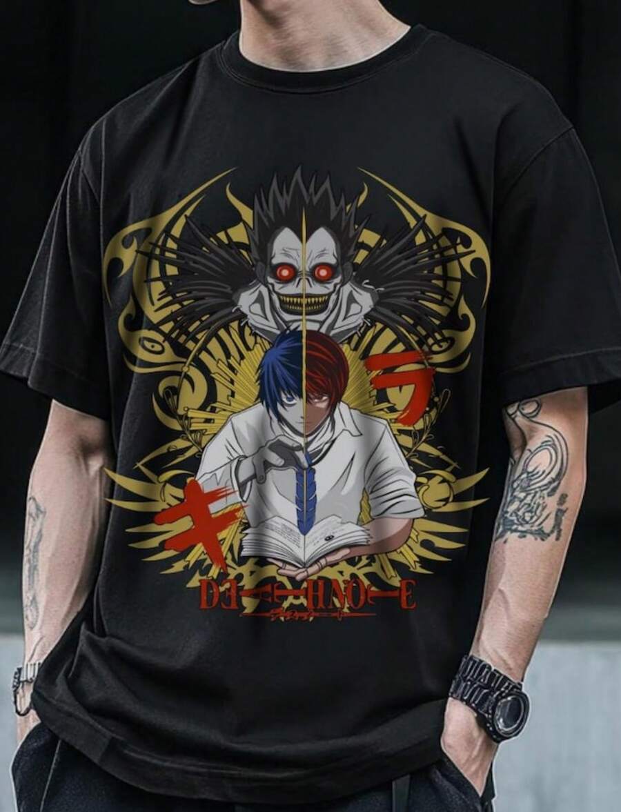 Anime Sweatshirt, Unisex Anime Tee, Aesthetic Anime, Unisex T-Shirt, Anime T-Shirt, Manga Anime Shir - 黑色 - 查看 1