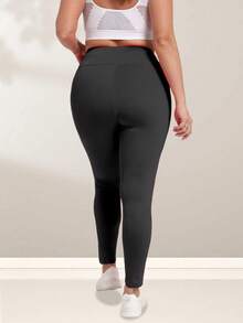 Women's Plus Size Leggings With Pockets-Stretchy XL-5XL Yoga Pants Tummy Control High Waist Workout Leggings - Black - View 9