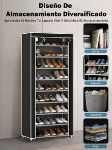 Zapatero Organizador 4/5/6/7/8/9 niveles con cubierta antipolvo, Estructuras de Acero y Conectores de Plástico, Para Almacenar y Guardar los Zapatos - 4to piso - Ver 2