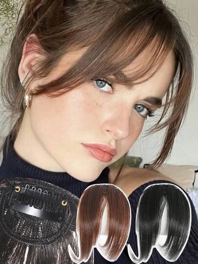 1 Packung Mehrstufige Acht-Zeichen-Pony Synthetische Perücke Natürliche Perücke 8 Zoll Abdeckung Weißes Haar Nahtlose Dünne Französische Luft Pony Synthetische Perücke Geeignet für den täglichen Gebrauch von Frauen