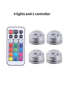 Luz LED sumergible mini con control remoto, vela de té pequeña sumergible, luz decorativa a prueba de agua RGB multicolor sin llama, a batería, para decoración de florero, piscina, estanque - Multicolor - Ver 12