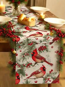 1 pieza Camino de mesa con diseño de pájaro navideño, Camino de mesa decorativo navideño, Camino de mesa tipo lino navideño, Camino de mesa, Camino de mesa, 1 pieza Camino de mesa, 4 piezas Individuales, 1 pieza Funda de cojín, 3 productos disponibles, Decoración de hogar de temporada para interiores y exteriores en invierno, Suministros para fiesta de Navidad, Decoración navideña para la habitación - Multicolor - Ver 2