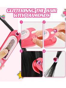 طقم ختم الجواهر للشعر، جواهر شعر لامعة للبنات، أداة تصفيف الشعر مع ألماس لامع قابل لإعادة الاستخدام، هدايا عيد ميلاد للبنات