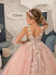 Sweetie Flower Girl Dresses Mesh Tulle Lace Appliques Princess Pageant Dresses For Girls Kids Party Ball Gowns,First Communion Dress,Tween Girls Princess Dress,Birthday,Wedding Or Photoshoot Outfit,Dance Performance Dress,Piano Performance Dress,Perfect For Shows,Birthday Parties,Vacations,Pageant,Prom Dress