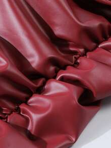 2026 Spring/Summer New PU Leather Dress | Women's Burgundy Pleated Bodycon Mini Dress | Sleeveless Elegant Silhouette | Suitable For Wedding Guests, Date Night And Fashionable Office Occasions | New Season Versatile Red Dress | Women's New Year Evening Gown